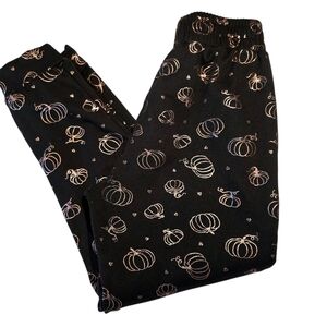 Emma & Elsa Black Pumpkin Print Leggings 12 EUC Halloween